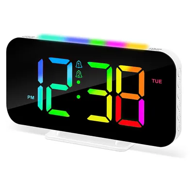 Produktbild von Digitalwecker,Multifunktionaler Wecker mit Lautstärkeregelung, USB Ladefunktion, LED Nachtlicht, Snooze Funktion und großem Display,Weiß