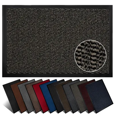 Produktbild von Furni24 Fußmatte Schmutzfangmatte 40 x 60 cm Beige/Schwarz – Rutschfeste Waschbare Türmatte für Innen- & Außenbereich