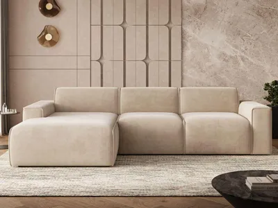 Produktbild von GrainGold Ecksofa L-Form Links Lavia - Ecksofa mit Schlaffunktion, Bettkasten - Moderne Ecksofa, Wohnzimmer Sofa - Eckcouch Beige (Castel 15)