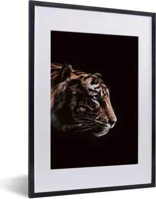 Produktbild von MuchoWow® MuchoWow® Gerahmtes Poster Tiger - Porträt - Raubtier 30x40 cm - Poster mit zchwarzem Bilderrahmen - Wandposter Schlafzimmer