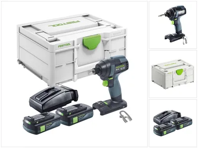 Zdjęcie produktu dla Festool TID 18-Basic akumulatorowy klucz udarowy 18 V 180 Nm 1/4" + 2x akumulator 3,0 Ah + ładowarka + systainer
