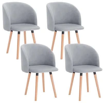 Obrázek produktu pro Jídelní židle - Sada 4 kusů - Židle - Dřevěné židle - Ergonomický design - Masivní dřevěná konstrukce - Šedá barva