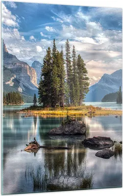 Produktbild von Bilder auf glas - Einteilig - See Landschaft Natur - 50x70cm - Glasbilder - Wandbilder - Bilder - zum Aufhängen bereit - Wanddekoration aus Glas - Glas Bilder - Wandbild auf Glas - GPA50x70-4133
