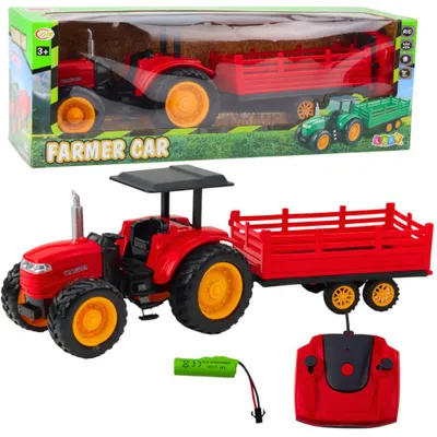 Image de Tracteur agricole Avec Remorque Télécommandé Rc Rouge