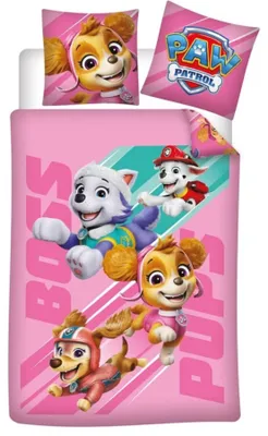 Produktbild von Paw Patrol Bettbezug Boss Pups Rosa 100% Baumwolle 140x200 cm, Kissenbezug 65x65 cm Doppeldruck