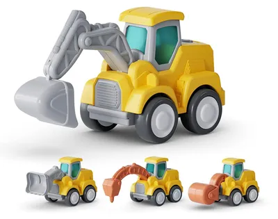 Produktbild von Omgoods – Konstruktionsspielzeug-Set mit 4 Fahrzeugen für Kinder