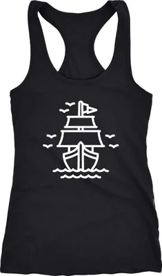 Produktbild von Damen Tank-Top Schiffchen Schiff Segelschiff Racerback Neverless® schwarz L