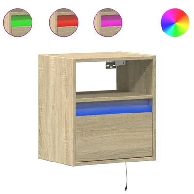 Image de vidaXL Armoires TV murales avec éclairage LED 2 pcs. Sonoma 41x31x45 cm