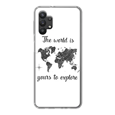 Produktbild von MuchoWow® Handyhülle Schutzhülle Hülle für Samsung Galaxy A32 5G Weltkarte - Schwarz - Sprichwörter Silikon Softcase Handy Hülle - Softcase