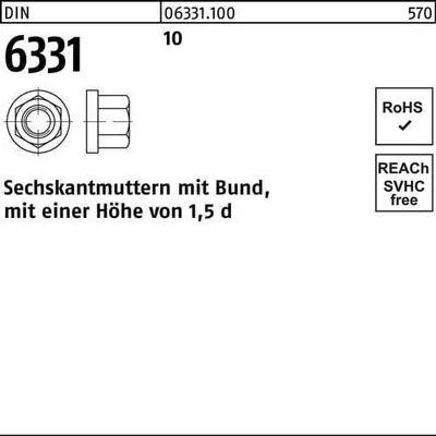 Produktbild von Reyher  6331-10 6kt. Muttern M 27 mit Bund (1 Stück)