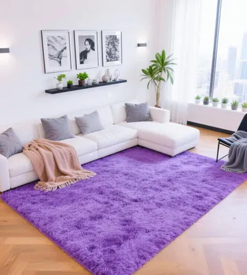 Hochflor Teppich 160x230 cm, lila, waschbar, rutschfest