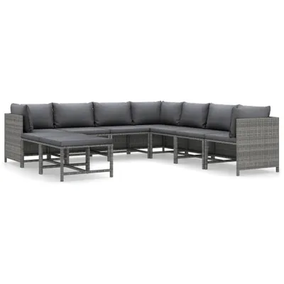 Obrázok produktu pre vidaXL 9-dielna záhradná obývacia súprava s vankúšmi Poly Rattan Grey