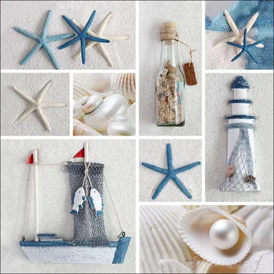 Productafbeelding van Glas Art - Muurschildering Glas - Wanddecoratie Huis - Zwevende Look - 50 x 50 cm - Maritiem Mix