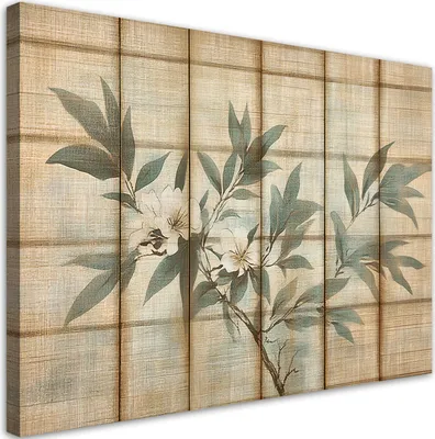 Produktbild von Feeby - Leinwand Bilder - Vintage Blatt Blumen - 30x20 cm - Deko Wohnzimmer - Wandbilder Schlafzimmer - Deko Aesthetic - Wand Deko - Leinwand Groß - Deko Zimmer - Leinwandbilder XXL