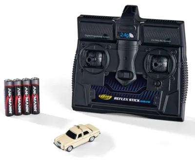 Imagen del producto de Carson, escala 1:87, modelo Mercedes-Benz 200/8, taxi, frecuencia 2.4G, 100% listo para usar