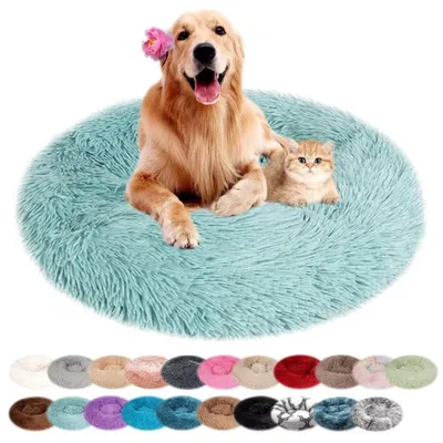 Productafbeelding van Hondenbed, rond, pluche, wasbaar, groen, 80 cm