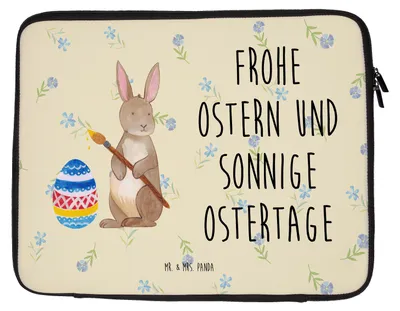 Produktbild von Mr. & Mrs. Panda Laptophülle Hase Eier Malen 27 x 36 cm - Blumig - Geschenk, Osterhase, Ostern, Laptop Hülle, Kaninchen, Laptoptasche, Ostergrüße, Frohe, Tasche