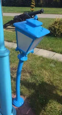 Produktbild von Casa Padrino Jugendstil Gartenlaterne Blau H. 130 cm - Nostalgische Außenbeleuchtung