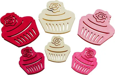 Produktbild von Streudeko aus Holz Cupcakeform Stilvolle Tischdekoration Muffinmotive, 24 Stück
