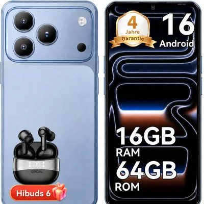 Produktbild von 2026 Blackview WAVE 7C Handy Ohne Vertrag incl Hibuds 6, 6.56", Android16, 16GB+64GB/2TB TF, Face ID, 5000mAh, 32MP, Dual-SIM, WiFi 5, IP54