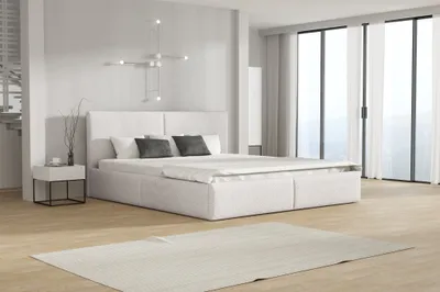 Produktbild von Polsterbett Doppelbett BERGEN 180x200cm Stoff Freya Weiß