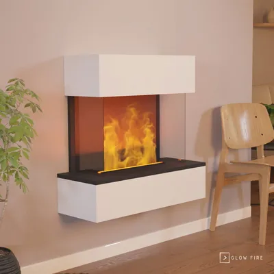 Produktbild von GLOW FIRE Elektrokamin 'Hölderlin Sims'| Wasserdampf Kamin mit OMC 500 ohne Holz in weiß als Wandkamin| HxBxT: 88x80x30 cm