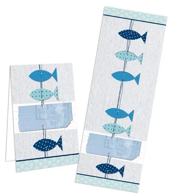 Produktbild von Fische Aufkleber blau maritim 5 x 14,8 cm für Taufe & Kommunion 10 Stück10 Stück