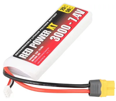Produktbild von Pichler RED POWER XT LiPo Akku 3000 mAh – 7,4 V 2S1P mit XT60 Stecker
