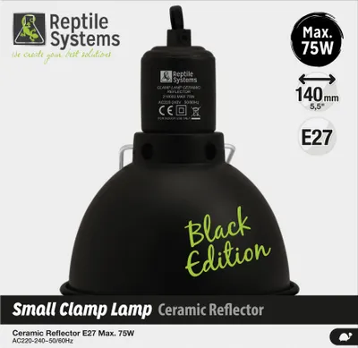 Produktbild von Reptile Systems Klemmleuchte mit Reflektor, Black Edition - S (Ø 140mm)