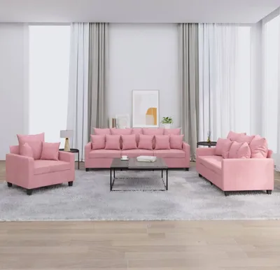 Immagine prodotto di Maison Exclusive - Set divano a 3 pezzi con cuscini in velluto rosa