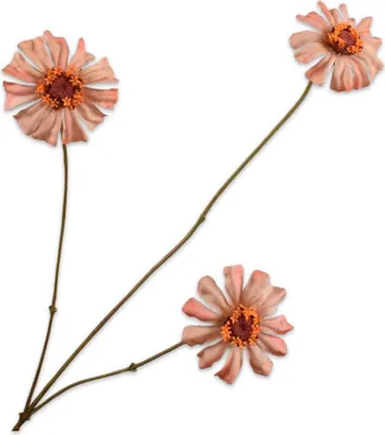 Produktbild von Silk-ka Kunstblumen - Seidenblumen Zinnienzweig Lachs 64cm pro 2 Stück