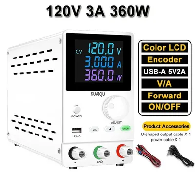Produktbild von Labornetzgerät - SPPS-A1203D DC Tischnetzteil - Einstellbare Ausgangsspannung - 300 W - 4-stelliges LCD-Display - 220 V EU-Stecker - Weiß