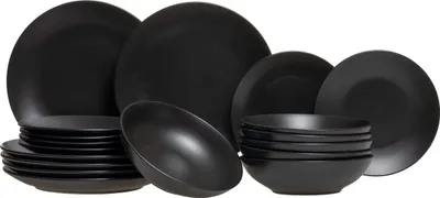 Zdjęcie produktu dla Zestaw obiadowy Studio Tavola Black Tie, 18 elementów / 6 osób - 6 talerzy śniadaniowych/deserowych, 6 talerzy głębokich i 6 talerzy obiadowych