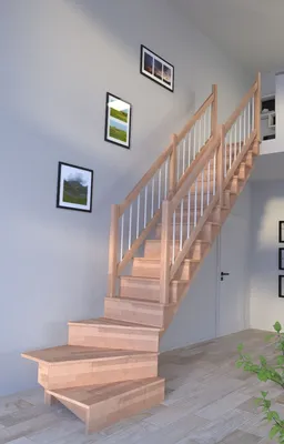 Zdjęcie produktu dla Schody drewniane Lindos (buk) w ¼ spiralne prawe-80 cm-drewniane-balustrada ze stali nierdzewnej-białe-z podstopnicami po obu stronach