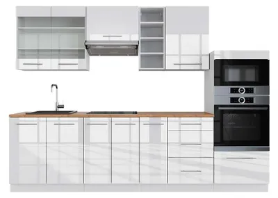 Obrázok produktu pre Kuchynský kút Vicco Fame-Line Biela vysoký lesk/biela 280 cm , AP Oak, Model 42532