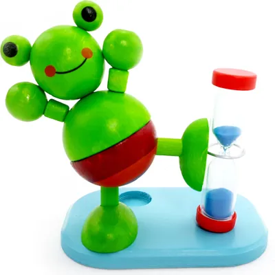 Produktbild von Hess since 1990 - Sanduhr zum Zähneputzen für Kinder, Zahnputzuhr Frosch aus Hol