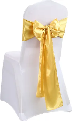 Produktbild von CANDeal 10-teiliges Set Satin Stuhl Schärpen Bögen für Hochzeit Empfang- Universal Stuhl Back Tie Supplies, keine Stuhlabdeckungen(Gold)