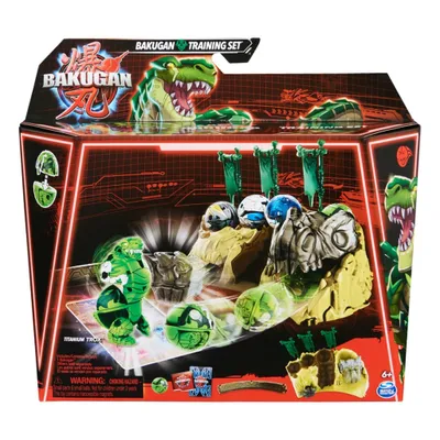 Produktbild von Bakugan Training Set mit Titanium Trox, im Dino-Clan-Motiv, individualisierbare Actionfigur, Sammelkarten und Spielset, Kinderspielzeug für Jungen und Mädchen, Spielset, 6 Jahr(e)