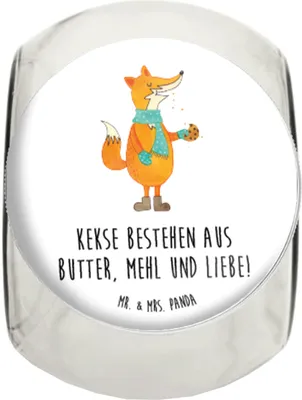 Produktbild von Mr. & Mrs. Panda Kaffeedose Fuchs Keks XL 2000ml - Weiß - Geschenk, Weihnachten, Weihnachtlich, Winter, Liebe, Bonboniere, Frieren, schraubglas, Vorratsbehälter, Teedose