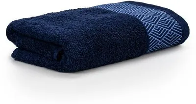 Produktbild von Unyqoos® Handtuch 50 x 100 cm, 100% Baumwolle – weiches, saugfähiges Handtuch mit geometrischem Muster, Tiefseeblau, für Bad, Sauna & Sport