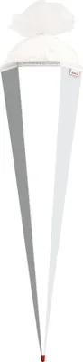 Produktbild von Bastel-Schultüte groß weiß - 85 cm 6-eckig - extra stabil durch Rot(h)-Spitze mit Tüll-Verschluss