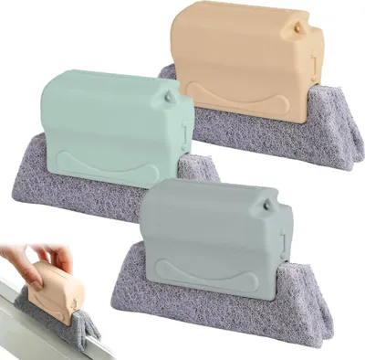Produktbild von 3 Stück Fensterreinigungsbürste Handheld - Reinigungsbürste für Fensterrahmen - Reinigung aller Ecken und Ritzen - Fensterrahmen-Reinigungsbürsten für Jalousien - Multifunktionale Scheuerbürste für effektive Reinigung