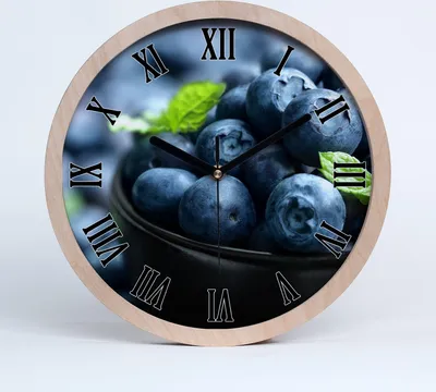 Produktbild von Holzuhr 25fi cm wanduhr - schwarze Spitzen - Blaubeeren