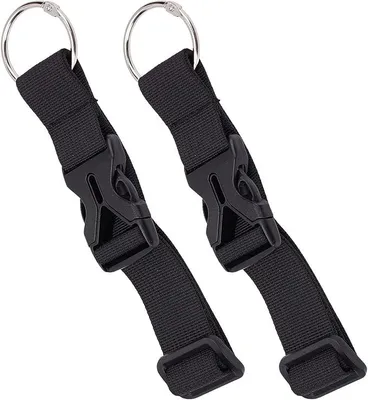 Produktbild von PolkaHome® 2er Set Gepäckriemen mit Karabinerhaken und Clip – verstellbare Nylonriemen für Koffer, Taschen und Jacken – schwarz