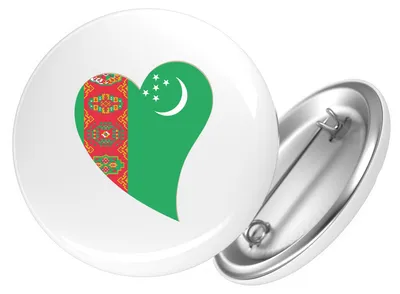 Produktbild von Huuraa Button Turkmenistan Flagge Herz 25mm rund mit Sicherheitsnadel Ansteckbutton Geschenkidee