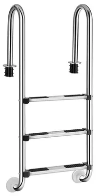 Obrázok produktu pre Schodisko do bazéna – 3-stupňové nerezové schodisko určené na inštaláciu do bazénov – Ergonomické zábradlia – Protiskĺzové schody – Odolné voči korózii – Stabilná montáž