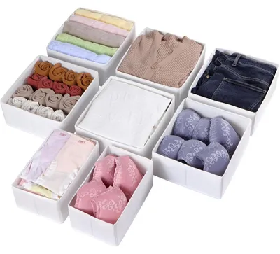 Produktbild von Schubladen Organizer 8er Set für PAX Kleiderschrank 100x58 cm, Faltbar, Weiß