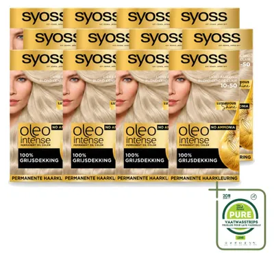 Obrázek produktu pro 12 kusů barvy na vlasy SYOSS Oleo Intense 10-50, permanentní, odstín světle ash blond, velkopack