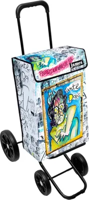 Produktbild von James Einkaufstrolley - TANTE DORIS - stabiler Einkaufswagen mit individuellem Design - mehrfarbig: weiß | grün in Ausführung: Quattro-4Raeder