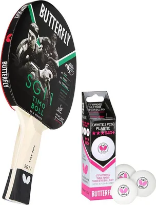 Produktbild von Butterfly 1x Timo Boll SG11 Tischtennisschläger + 3x 40+ 3*** Tischtennisbälle | Tischtennisset Tischtennis Set TT Tabletennis
